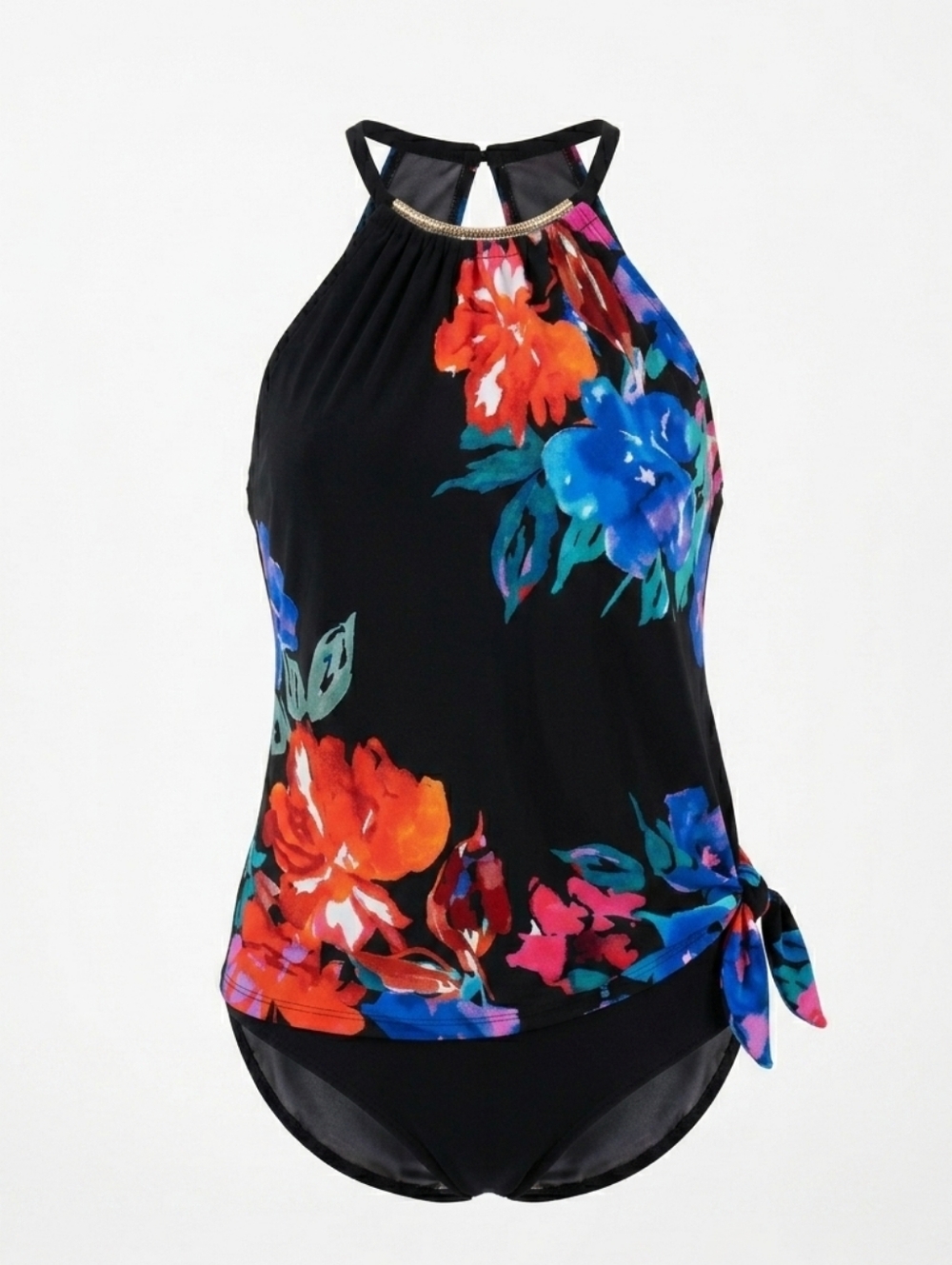 NWT Magicsuit Parker One Piece Swim Dress Floral Tummy Control Black 16 Modest